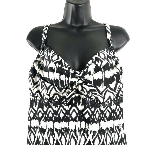 Swimsuits For All Tankini Swim Top Black White - Picture 2 of 8